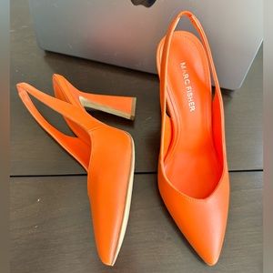 Marc Fisher, bright orange slingback pumps